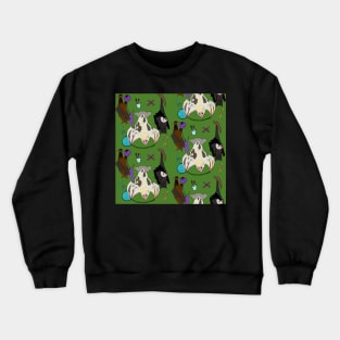 Crafty Bats Tatting Crafting Fruit Bat Fiber Arts Animals in Moss Green Crewneck Sweatshirt